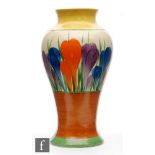 Clarice Cliff - Crocus - A shape 14 Mei Ping vase circa 1929, hand painted with Crocus sprays