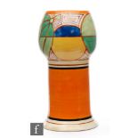 Clarice Cliff - Green Melon - A large shape 269 vase circa 1930, hand painted with a band of