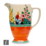 Clarice Cliff - Chloris - A Coronet shape jug circa 1932, transfer printed with a band of stylised