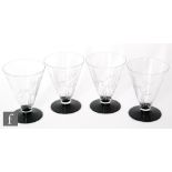 Vicke Lindstrand - Orrefors - A set of four 1930s clear crystal drinking glasses, each of conical