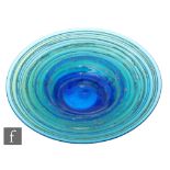 Michael Harris - Isle of Wight - A glass Seaward dish, with a series of green and blue concentric