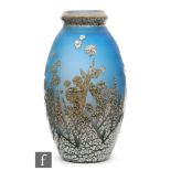Muller Freres - An early 20th Century cameo glass vase of swollen sleeve form with collar neck cased