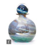 Michael Harris - Isle of Wight - A later 20th Century Seaward glass bottle of globular form with