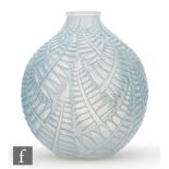 Rene Lalique - An Espalion vase, number 2897, moulded with overlapping ferns picked out with a