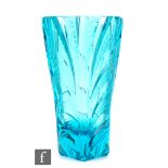Rudolf Hlousek - Zelerny Brod - A 1930s glass vase of tapering sleeve form in aqua blue, cut and