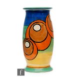 Clarice Cliff - Bowling - A shape 265 vase circa 1929, hand painted with overlapping circular
