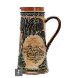 Florence Barlow - Doulton Lambeth - A late 19th Century jug decorated with three incised panels, the