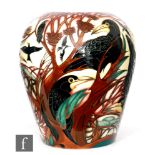 Moorcroft Pottery - A large Locked Room vase decorated in The Rookery pattern, impressed and painted