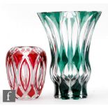 In the manner of Charles Graffart - Val St Lambert - Two 20th Century glass vases, the first of