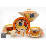 Clarice Cliff - Melon - A Conical early morning breakfast service circa 1930/31, hand painted with