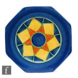 Clarice Cliff - Original Bizarre - An octagonal plate circa 1928, hand painted with a radial