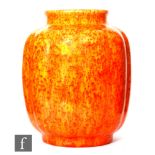 Pilkingtons Lancastrian - A shape 3302 vase of gourd form decorated in an all over orange peel