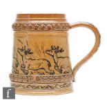 Hannah Barlow - Doulton Lambeth - A late 19th Century tankard decorated with an incised central band