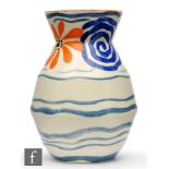 Clarice Cliff - Latona Flowerheads - A shape 360 vase circa 1929, hand painted with a band of