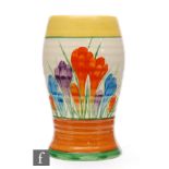 Clarice Cliff - Crocus - A shape 583 vase circa 1930, hand painted with Crocus sprays with yellow,