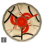 Clarice Cliff - Red Carpet - A large Clarice Cliff wave rim wall plaque circa 1930, radially hand