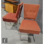 Unknown - A pair of standard or side chairs with chromium plated frames, upholstered in button