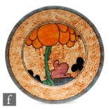 Clarice Cliff - Summerhouse Cafe Au Lait - A large circular plate circa 1931, hand painted with a