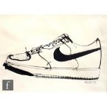 Dave White (B.1971) - 'Nike Trainer', ink drawing, signed and dated '04', framed, 29cm x 40cm, frame