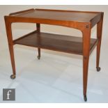Unknown - A Danish teak two tier drinks trolley of rectangular form, raised to tapered supports