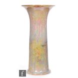 Ruskin Pottery - A large lily vase decorated in an all over pale bronze lustre glaze, impressed mark