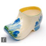 Clarice Cliff - Blue Crocus - A large Sabot or clog circa 1936, hand painted with blue Crocus sprays