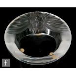 Lalique - A modern issue Tete de Lion cendrier, of circular section relief moulded with lion mask in