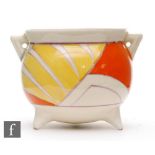 Clarice Cliff - Xanthic - A cauldron circa 1932, hand painted with an abstract design in orange,