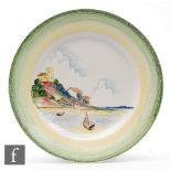 Clarice Cliff - Crayon Scene - Peel - A circular plate circa 1936, hand decorated with a coastal