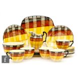 Crown Staffordshire - A 1950s part teaset decorated with yellow to brown to black squares,