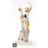 Schaff - Royal Dux - A 1930s figure modelled as an intertwined dancing couple, printed mark and