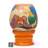 Clarice Cliff - Blue Autumn - A shape 362 vase circa 1930, hand painted with a stylised tree and