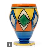 Clarice Cliff - Diamonds - A shape 363 goblet vase circa 1930, hand painted with a band of repeat