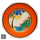 Clarice Cliff - Secrets - Seven Colour - An octagonal plate circa 1933, hand painted with a stylised