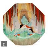 Clarice Cliff - Forest Glen - An octagonal plate circa 1935, hand painted with a stylised tree and