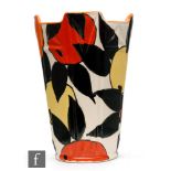 Clarice Cliff - Oranges & Lemons - A large shape 451 castellated vase circa 1932, hand painted