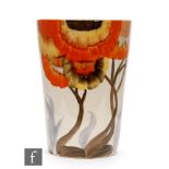 Clarice Cliff - Rhodanthe - A large beaker circa 1934, hand painted with a stylised tree