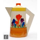 Clarice Cliff - Crocus - A large Conical shape coffee pot circa 1930, hand painted with Crocus