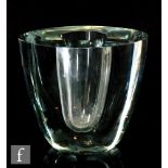 Afors - A post war clear glass vase of heavy walled compressed form, height 12cm.