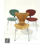 Arne Jacobsen for Fritz Hansen and others - A Series 7 beech plywood chair on chromium plated