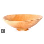 Unknown - A contemporary wood turned bowl of footed circular section, pyrography acorn emblem to