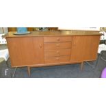 Scandart - A teak sideboard fitted with a central bank of four drawers