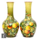 Mary M Arding - Doulton Faience - A large pair of late 19th Century vases of swollen globe and shaft
