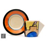 Clarice Cliff - Sunray (Night & Day) - A conical shape coffee can and saucer circa 1930. hand