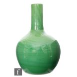 Carlo Scarpa - Venini - A 1940s Italian Laccato glass vase of globe and shaft form in green, acid