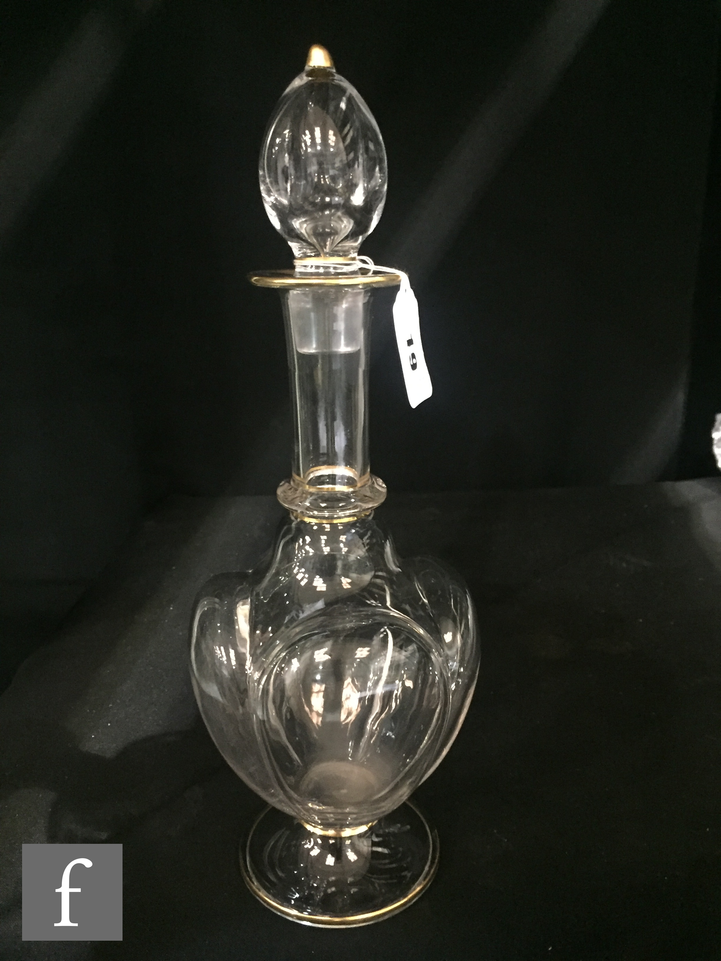 Lobmeyr - A late 19th Century clear glass decanter of footed quatrelobed form with tall collar - Image 8 of 9