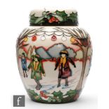 Paul Hilditch - Moorcroft Pottery - A ginger jar and cover decorated in The Skaters pattern,