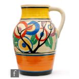 Clarice Cliff - Circle Tree (RAF Tree) - A single handled Lotus Jug circa 1929, hand painted with