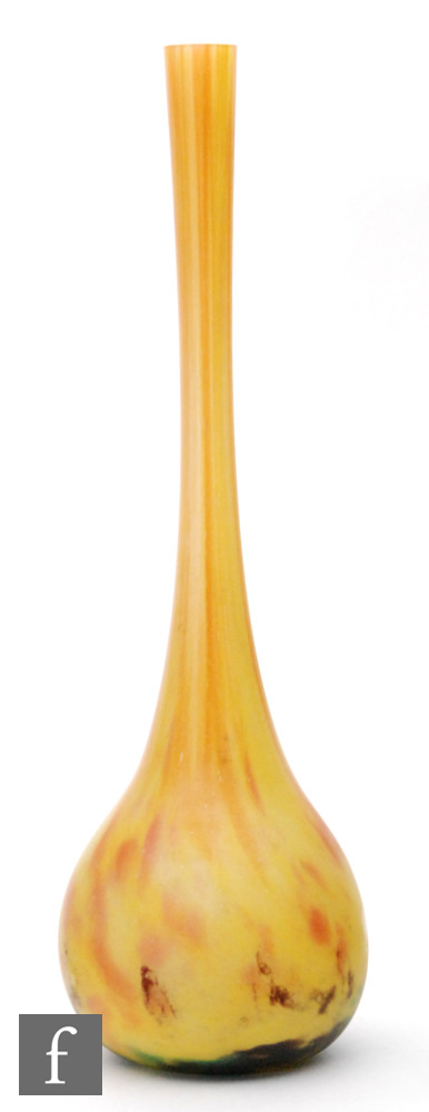 Daum - A large Berluze vase circa 1915 with ovoid base rising to a tall slender neck, cased in satin