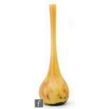 Daum - A large Berluze vase circa 1915 with ovoid base rising to a tall slender neck, cased in satin